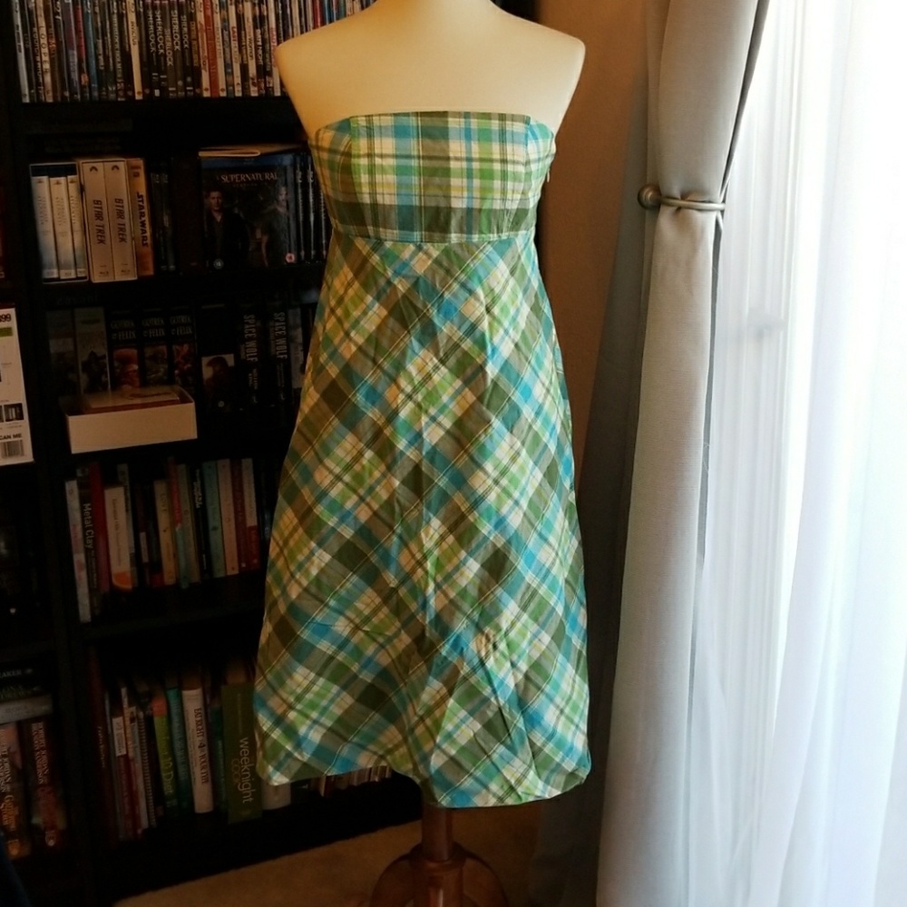 Gap strapless plaid dress